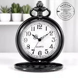 Montre de poche noire en métal avec prénom gravé et style vintage