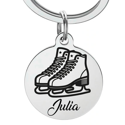 porte clé patin à glace gravure prénom personnalisée