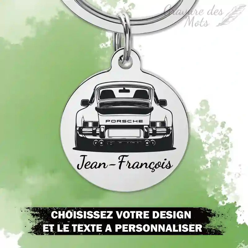 porte clé Porsche avec gravure personnalisée