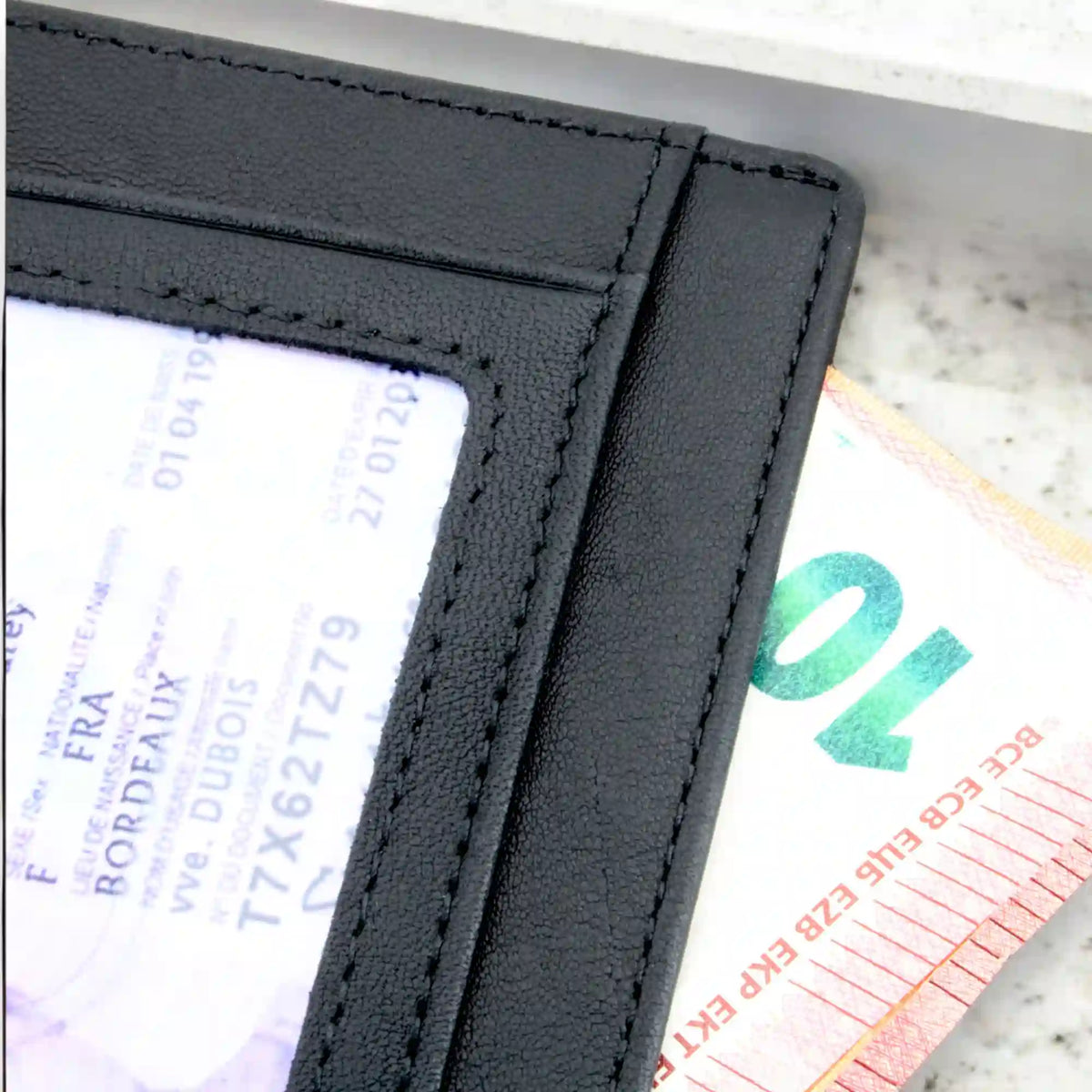 porte carte en cuir noir pour homme -RFID