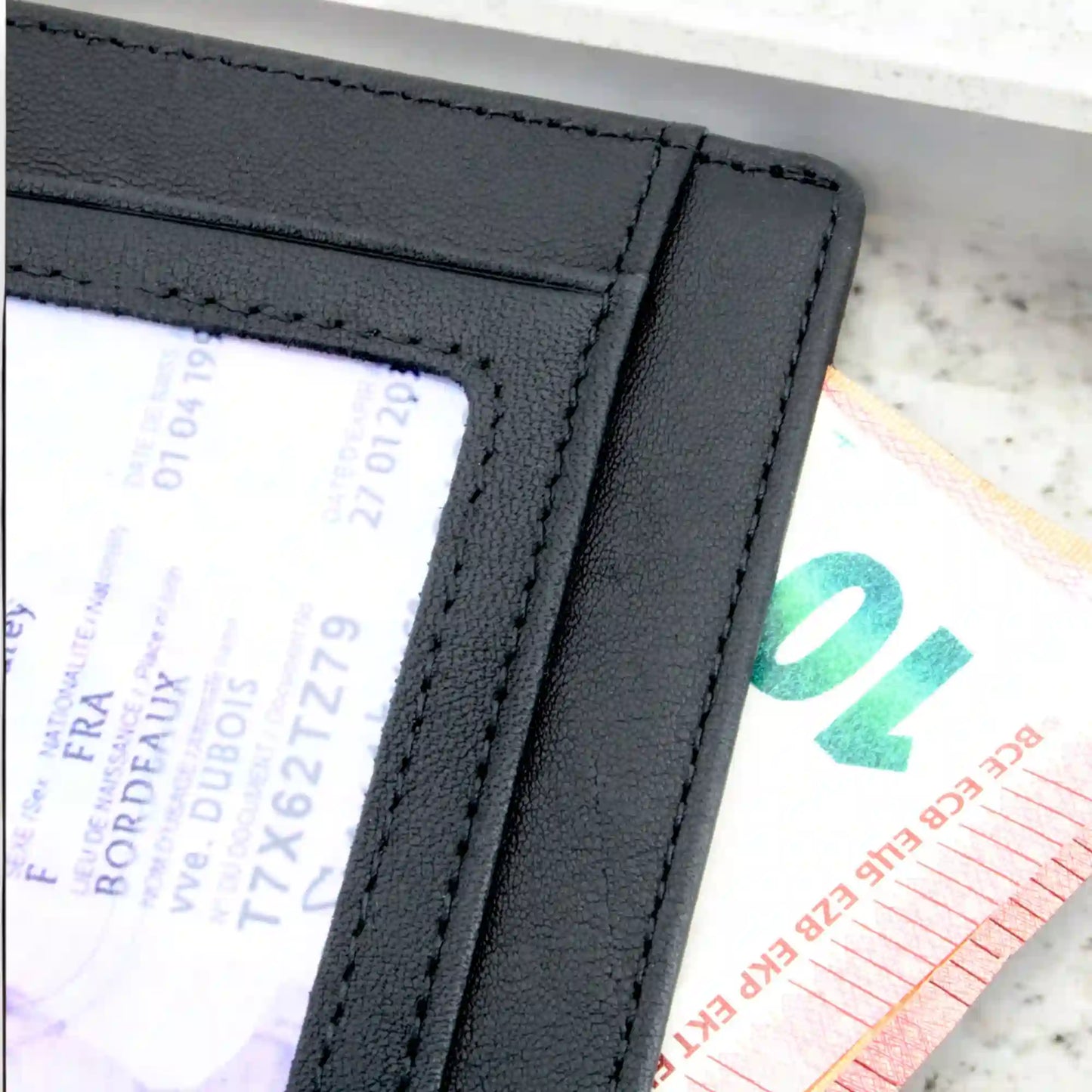 porte carte en cuir noir pour homme -RFID
