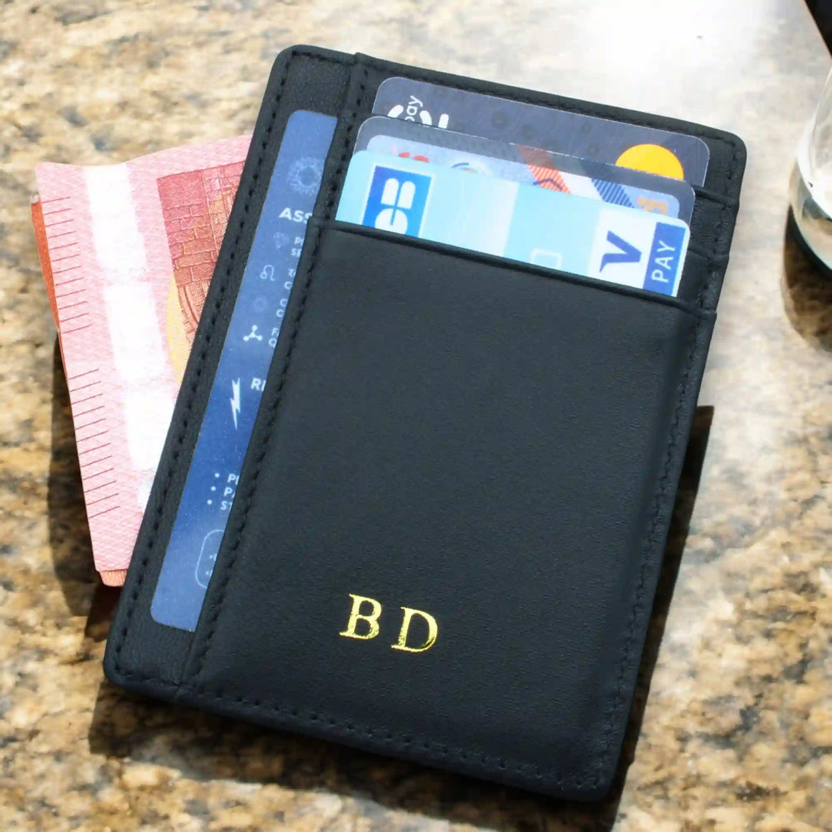 porte carte en cuir noir pour homme -RFID