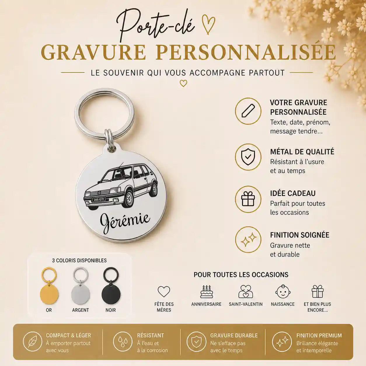fiche produit du porte clé peugeot 205 gti