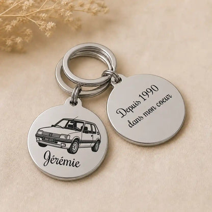 porte clé 205 gti avec gravure personnalisée