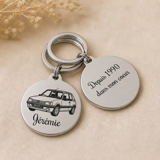 porte clé 205 gti avec gravure personnalisée