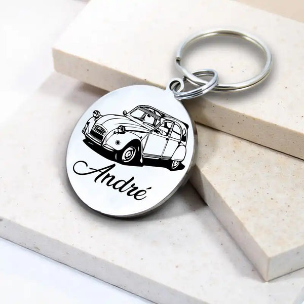 Porte-clé 2CV Citroën gravure personnalisée