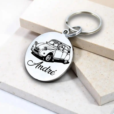 Porte-clé 2CV Citroën gravure personnalisée