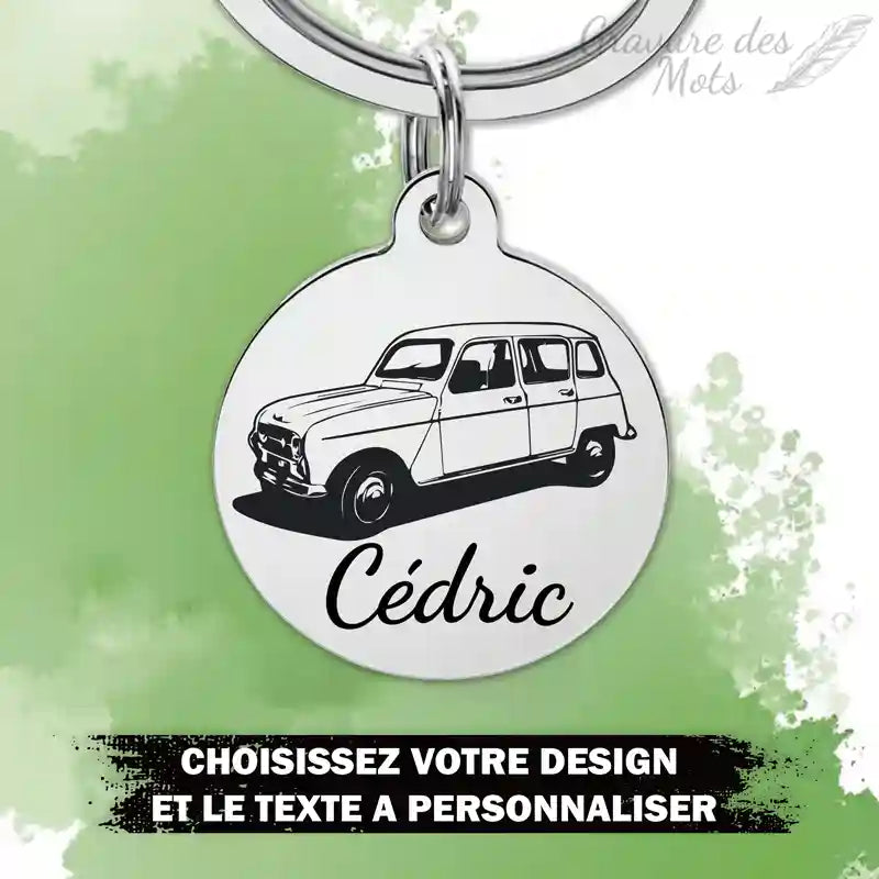 porte clé Renault 4L avec gravure personnalisée D'un prénom