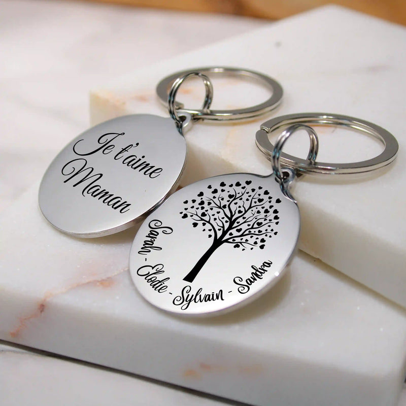 Porte-clé arbre de vie gravure personnalisée