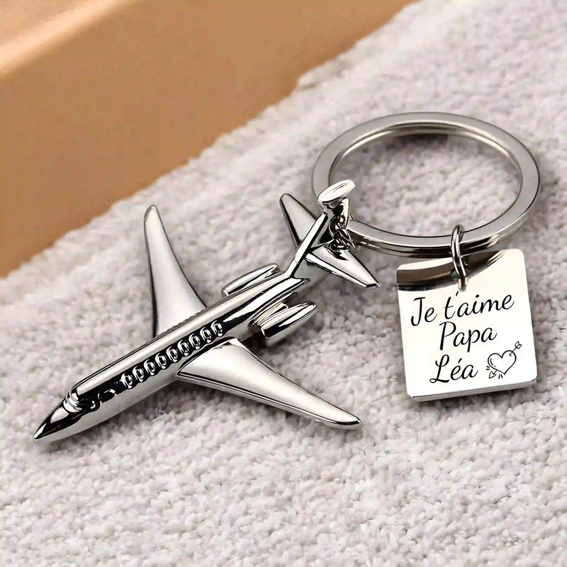 Porte-clé Avion Gravure Personnalisée – Cadeau  pour Voyageurs