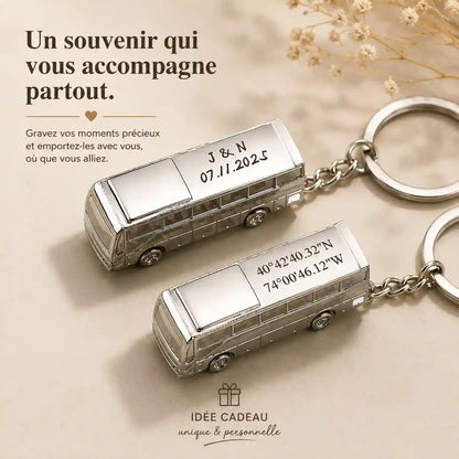 Porte-Clé Bus Personnalisé — Cadeau Chauffeur de Bus