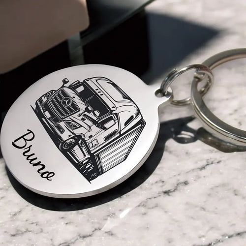 porte clé camion avec gravure personnalisée d' un prénom