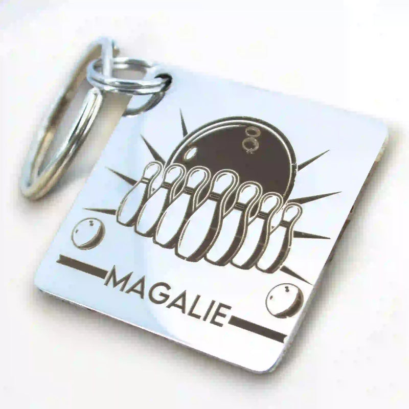 porte-clé bowling avec  gravure personnalisée prénom