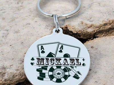 Porte-clé poker personnalisé gravé