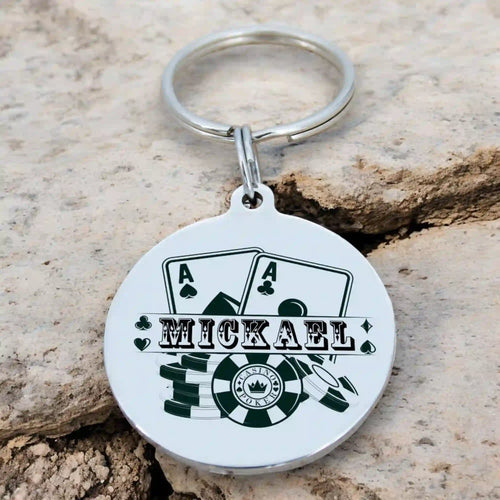 porte cle carte de poker gravure personnalisée