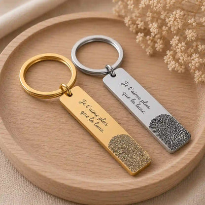 porte clé personnalisé avec empreinte de couleur or et argent