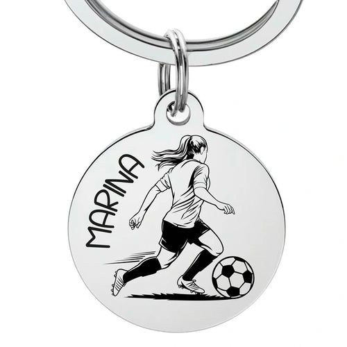 porte clé footballeuse avec gravure personnalisée