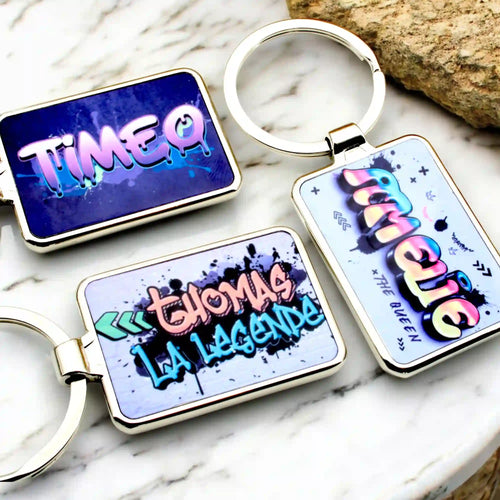Porte-clé personnalisé avec prénom en lettrage graffiti street art