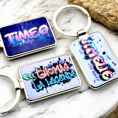 Porte-clé personnalisé avec prénom en lettrage graffiti street art