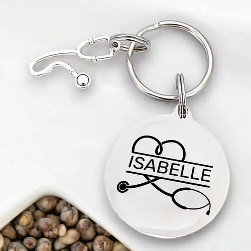 porte clé infirmière gravure personnalisée - vue alternative