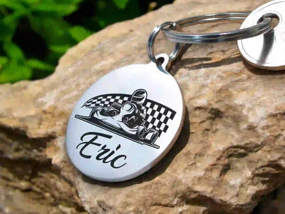 Porte-clé karting personnalisé gravé