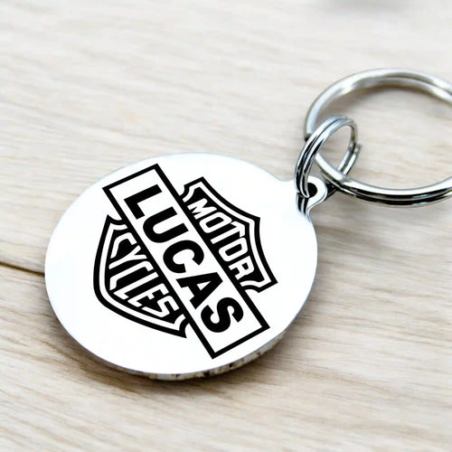 porte clé logo style harley davidson gravure pertsonnalisée - vue alternative