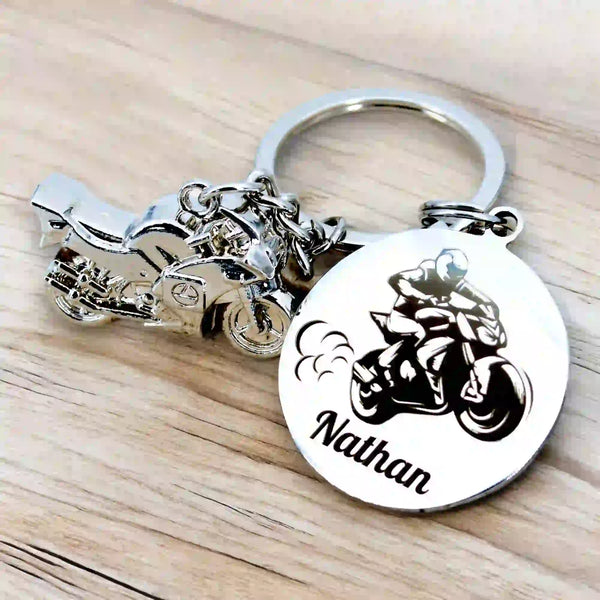 porte cle moto de sport gravure personnalisée