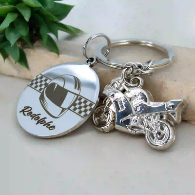 Porte clé casque de moto | gravure personnalisée