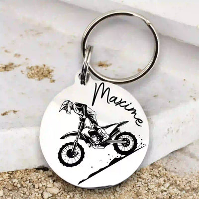 Porte-Clé Motocross Personnalisable en Acier Inoxydable
