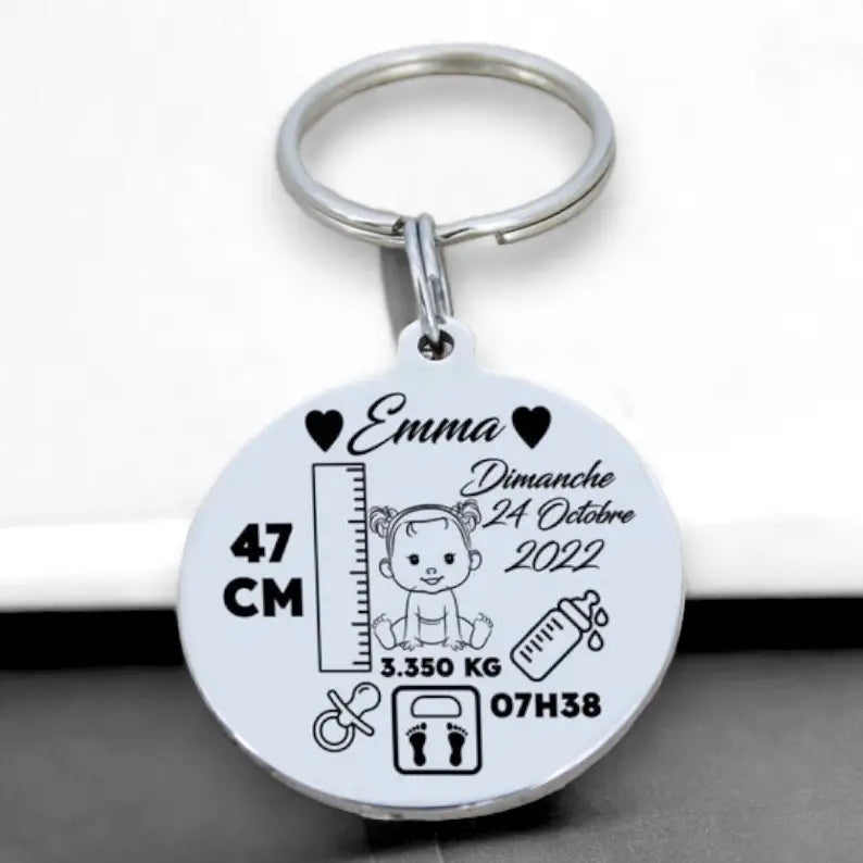 Cadeau de grossesse avec porte-clé gravé et design tendre pour future maman