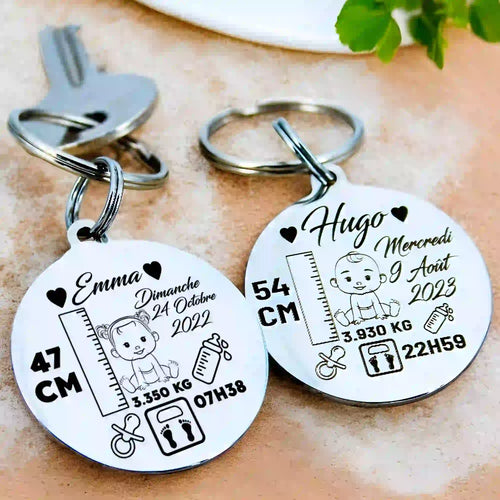 porte clé de naissance gravure personnalisé pour garçon et fille