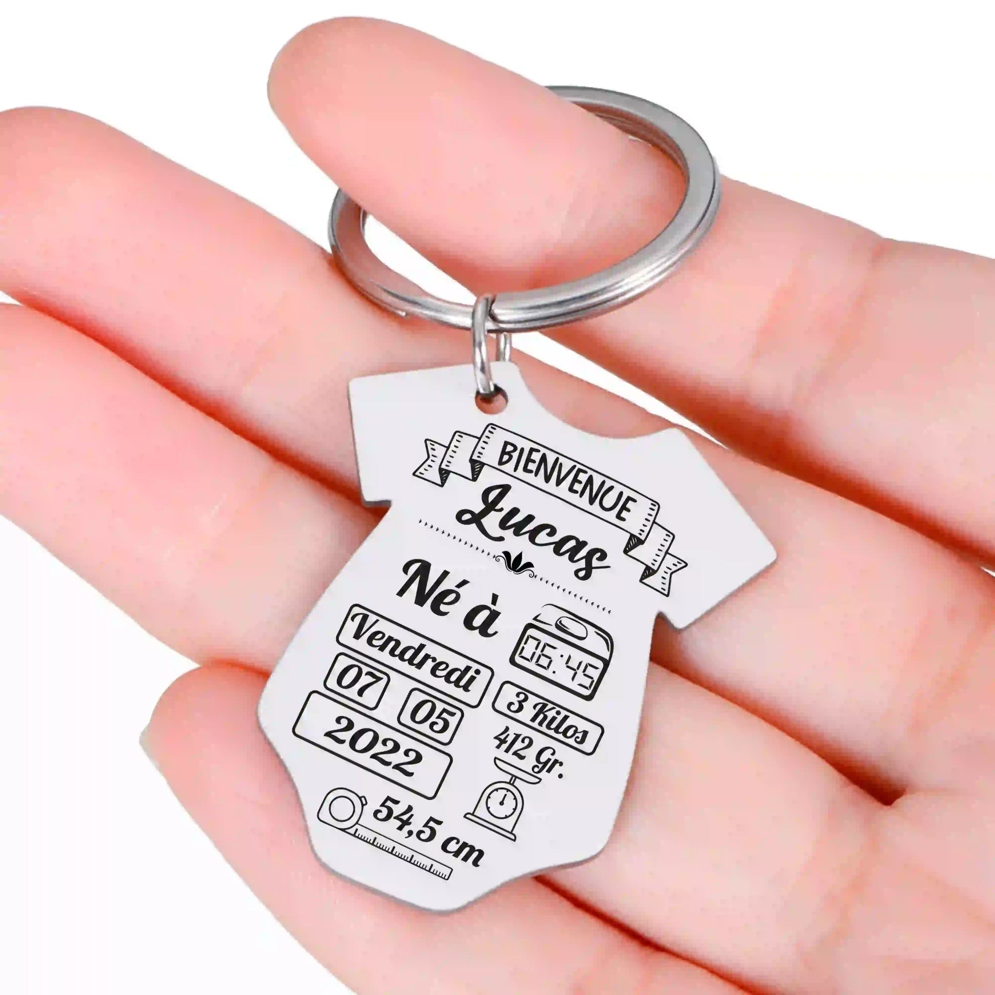 Souvenir de naissance avec porte-clé personnalisé pour jeune parent