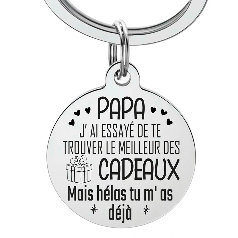porte clé papa avec gravure personnalisée