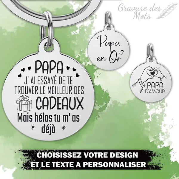 exemple de gravure au dos du porte clé papa