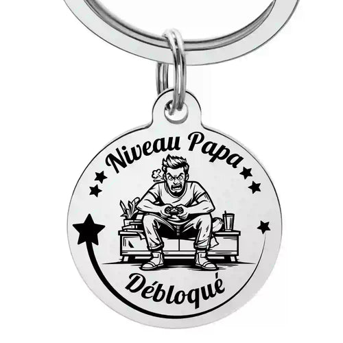 porte clé pour papa geek - niveau papa débloqué