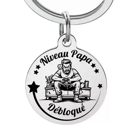 porte clé pour papa geek - niveau papa débloqué