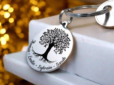 Porte-clé gravé prénom arbre de vie