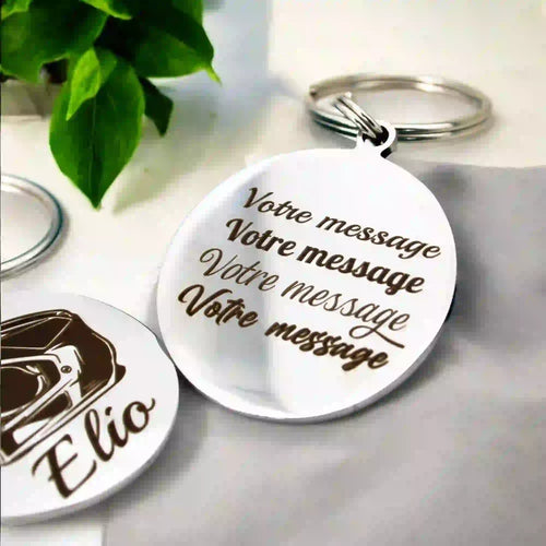 Porte clé personnalisé casque de motocross en acier inoxydable - Gravure Des Mots - vue alternative