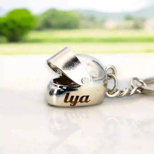 Porte-clé casque de moto gravé, acier inoxydable, visière amovible.- Gravure Des Mots - vue alternative