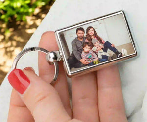 Porte-clé photo rectangulaire famille