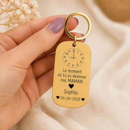  Plaque dog tag naissance gravée avec prénom, date, heure, poids et taille de bébé