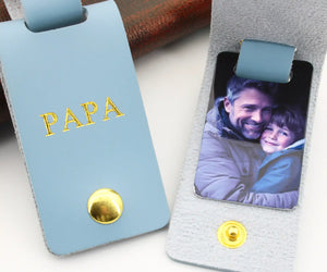 Porte-clé photo cuir personnalisé