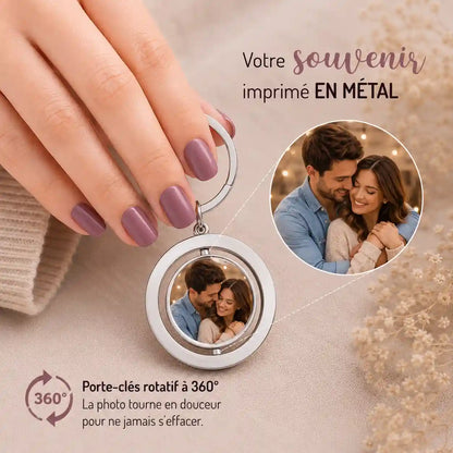 porte clé photo rotatif 360° et gravure