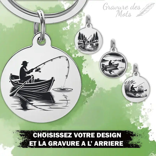 porte clé pecheur gravure personnalisable - vue alternative