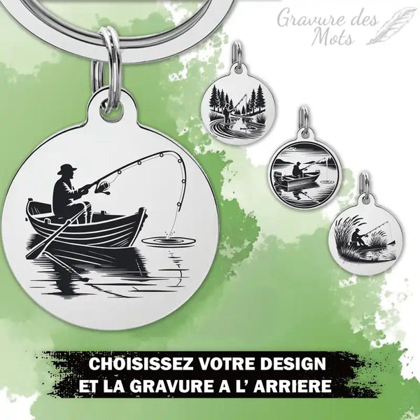 porte clé pecheur gravure personnalisable