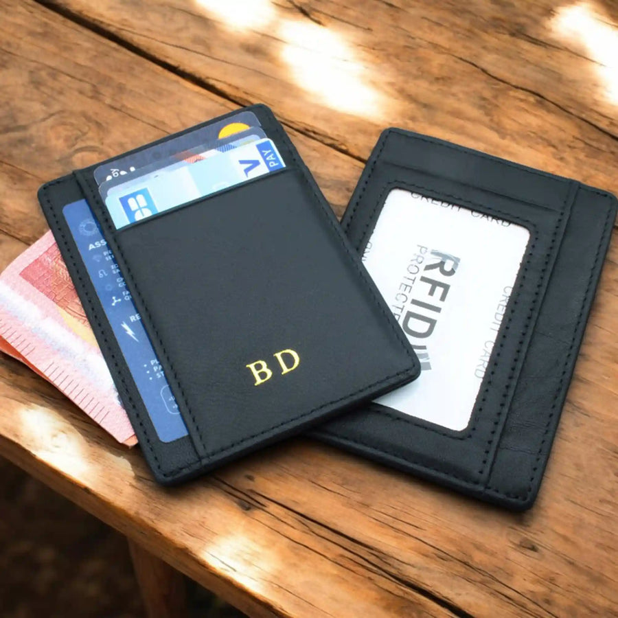 porte carte en cuir noir pour homme -RFID
