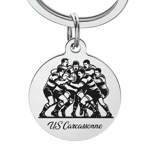Porte-clé personnalisé rugby avec gravure d’un prénom ou d'une équipe