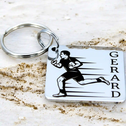 porte clé  rugby en métal avec gravure personnalisée pour joueur ou fan