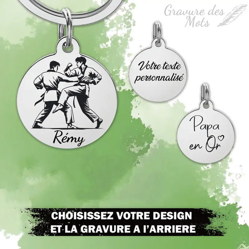 Ensemble de porte-clés personnalisés Taekwondo avec gravure personnalisée - vue alternative