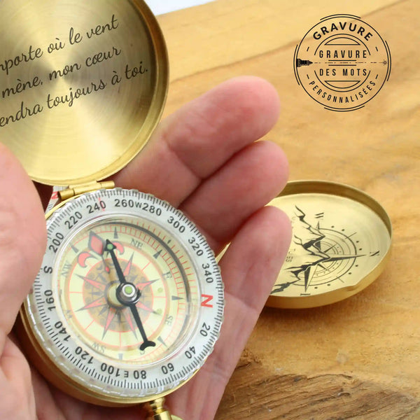 Boussole gravée tu es ma direction